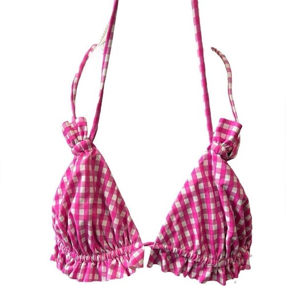 Bikini Top in Orchid Gingham CAROLINE CONSTAS, Small - Picture 1 of 3